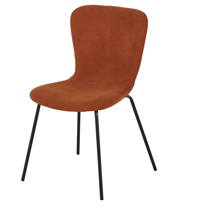 Maisons du Monde Mira - Silla de terciopelo acanalado naranja y acero negro