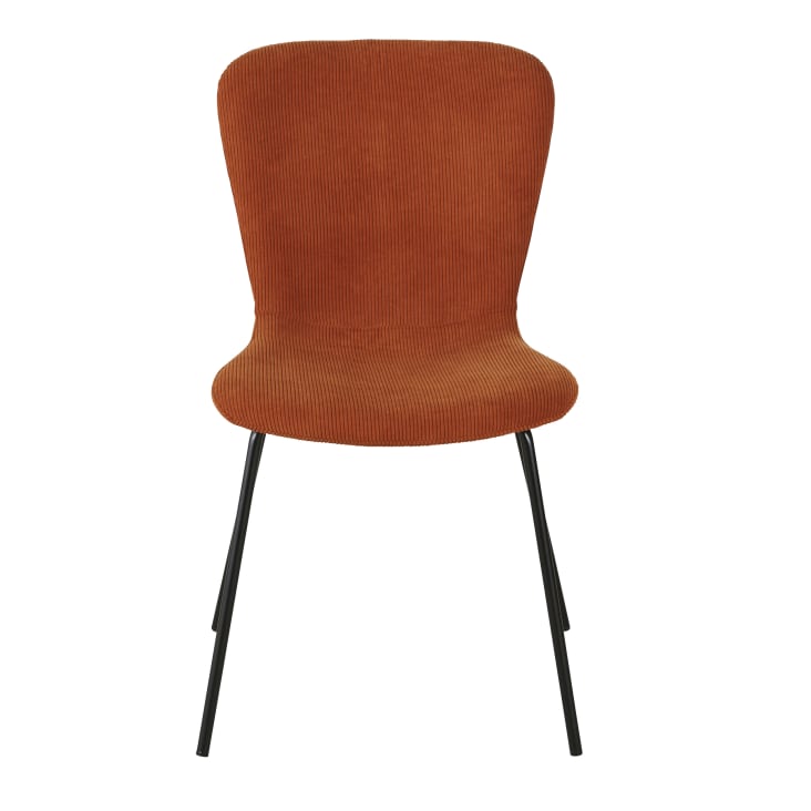 Maisons du Monde Mira - Silla de terciopelo acanalado naranja y acero negro En oferta