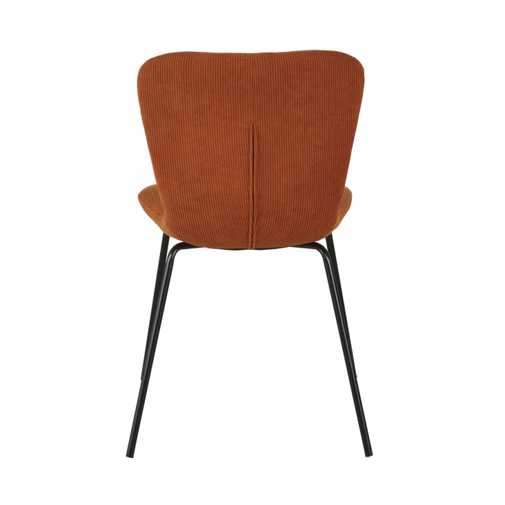 Maisons du Monde Mira - Silla de terciopelo acanalado naranja y acero negro En oferta