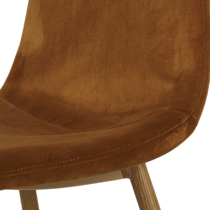 Maisons du Monde Clyde - Silla de terciopelo reciclado color caramelo con patas de acero efecto roble Libre de impuestos