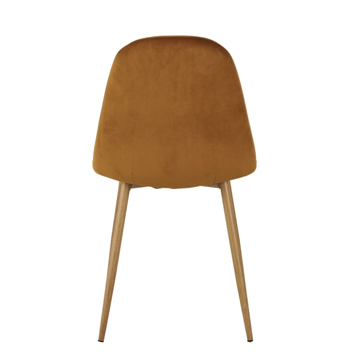 Maisons du Monde Clyde - Silla de terciopelo reciclado color caramelo con patas de acero efecto roble Libre de impuestos