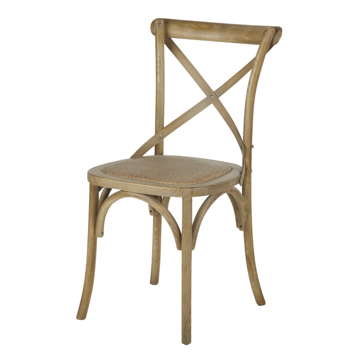 Maisons du Monde Tradition - Silla bistro de haya y ratán efecto cerusa