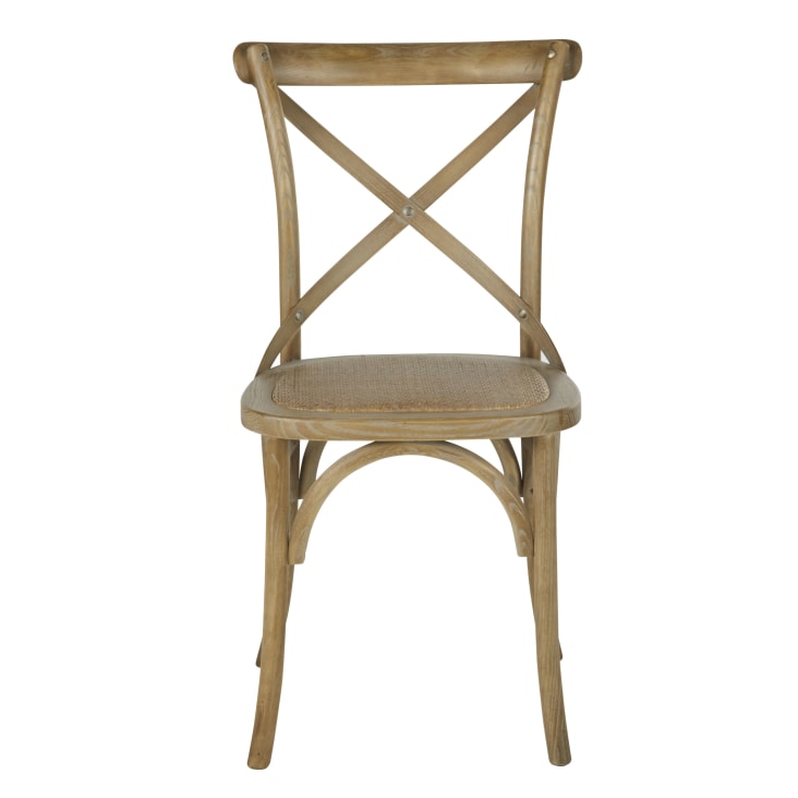 Maisons du Monde Tradition - Silla bistro de haya y ratán efecto cerusa Oferta exclusiva