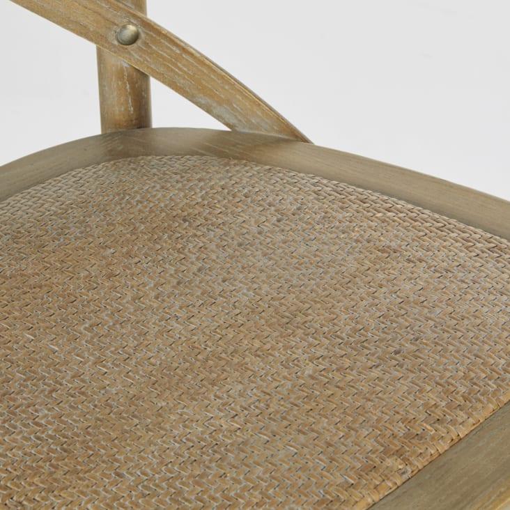 Maisons du Monde Tradition - Silla bistro de haya y ratán efecto cerusa Oferta exclusiva