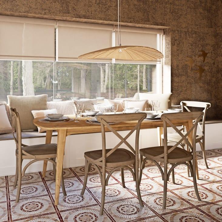 Maisons du Monde Tradition - Silla bistro de haya y ratán efecto cerusa Oferta exclusiva