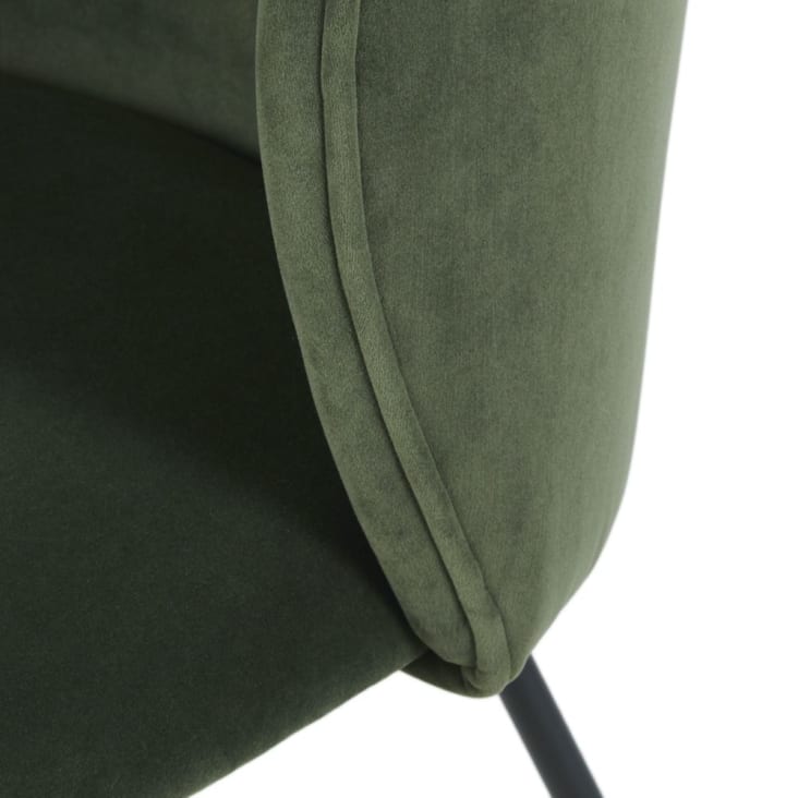 Maisons du Monde Kate - Silla de terciopelo verde caqui y acero negro Última moda