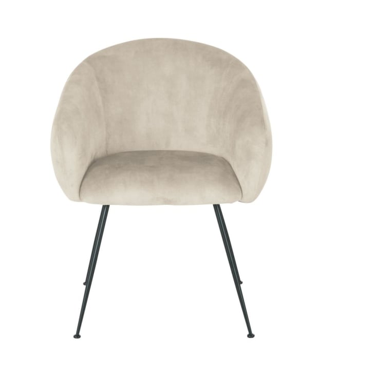 Maisons du Monde Kyss - Silla de terciopelo beige capuchino con reposabrazos Descuento por venta flash