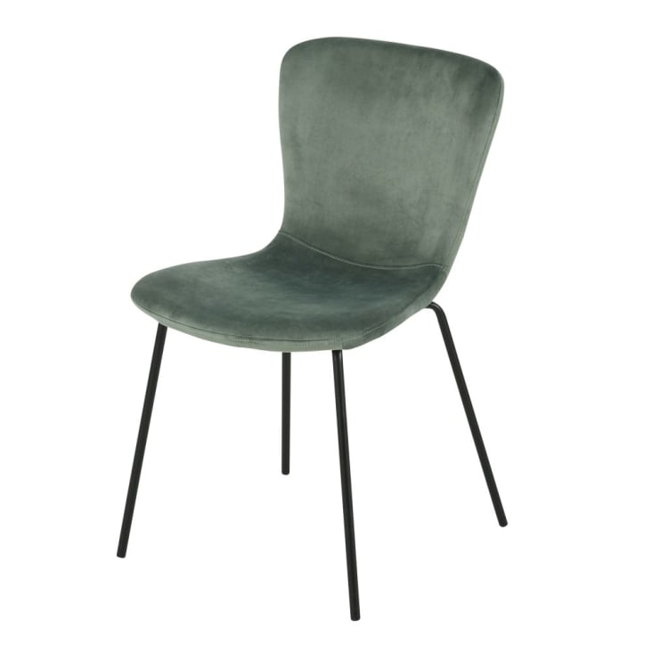 Maisons du Monde Mira - Silla de terciopelo azul verdoso