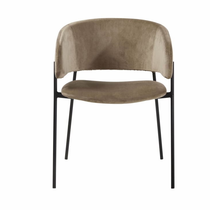 Maisons du Monde Hug - Silla de terciopelo beige capuchino con reposabrazos Ofertas especiales