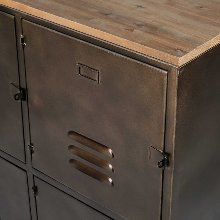 Maisons du Monde Wayne - Aparador negro de ruedas con 6 puertas de metal y abeto Grandes ahorros