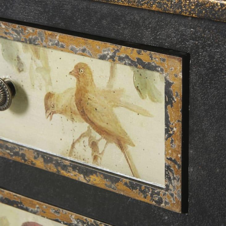 Maisons du Monde Perroquet - Aparador con 2 puertas y 2 cajones negro con estampado de loros Rebajas de fin de temporada