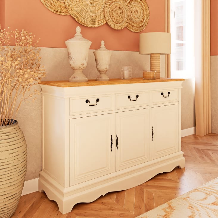 Maisons du Monde Léontine - Aparador con 3 puertas y 3 cajones crema Outlet online