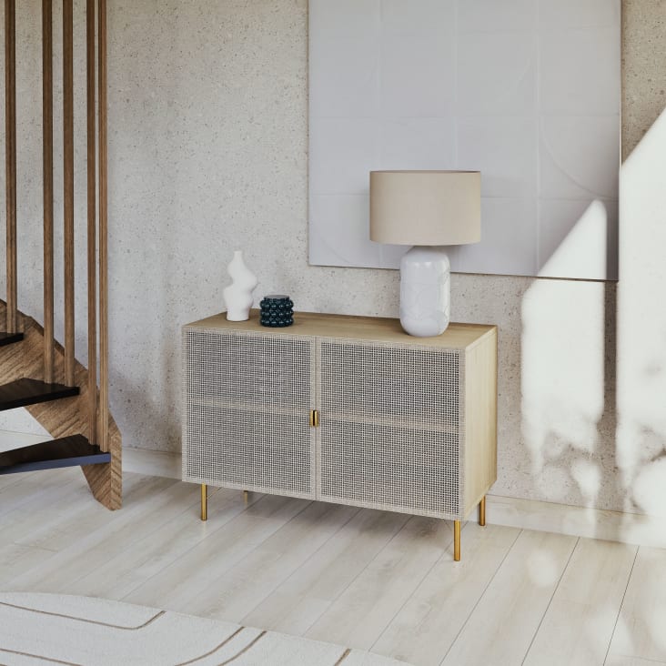 Maisons du Monde Solstice - Aparador de 2 puertas enrejado de mimbre Rebajas