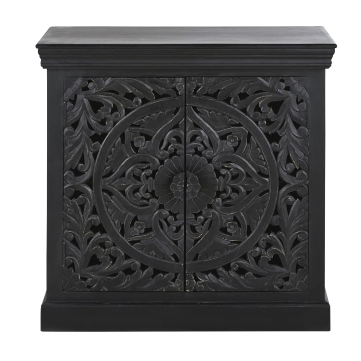Maisons du Monde Himalaya - Aparador con 2 puertas negro carbón grabado