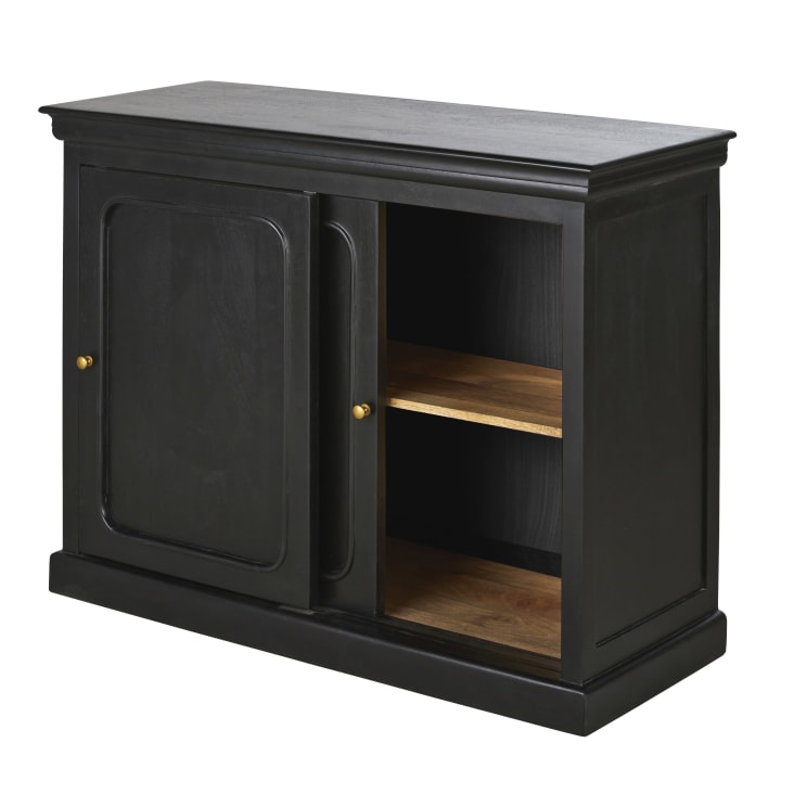 Maisons du Monde Vienna - Aparador con 2 puertas correderas negro carbón Liquidación