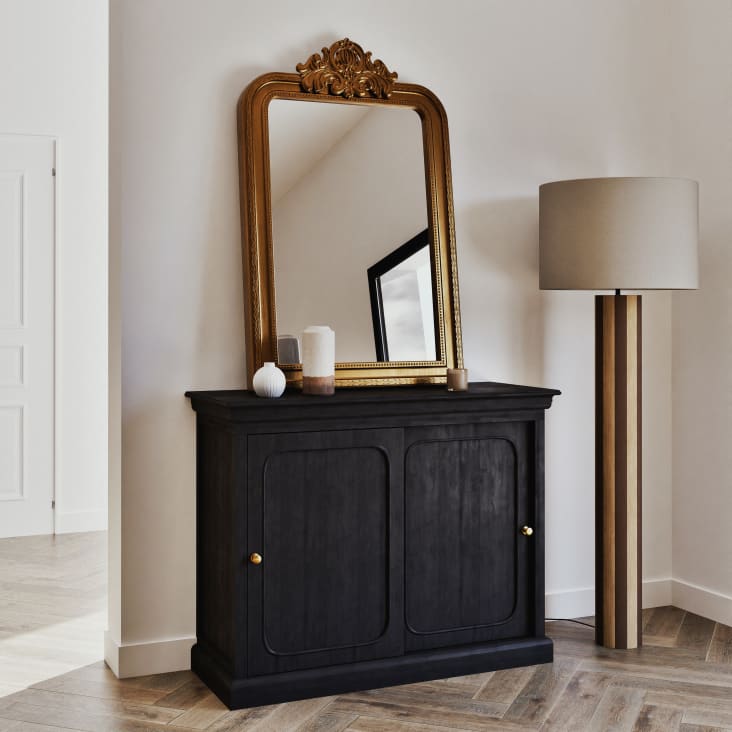 Maisons du Monde Vienna - Aparador con 2 puertas correderas negro carbón Liquidación