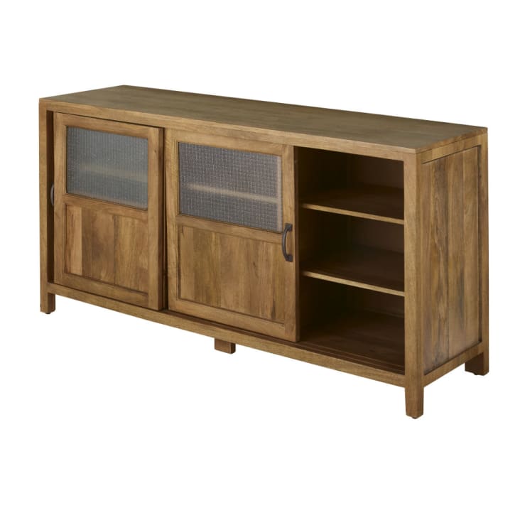 Maisons du Monde Baryton - Aparador con 3 puertas correderas de vidrio armado Mejor oferta