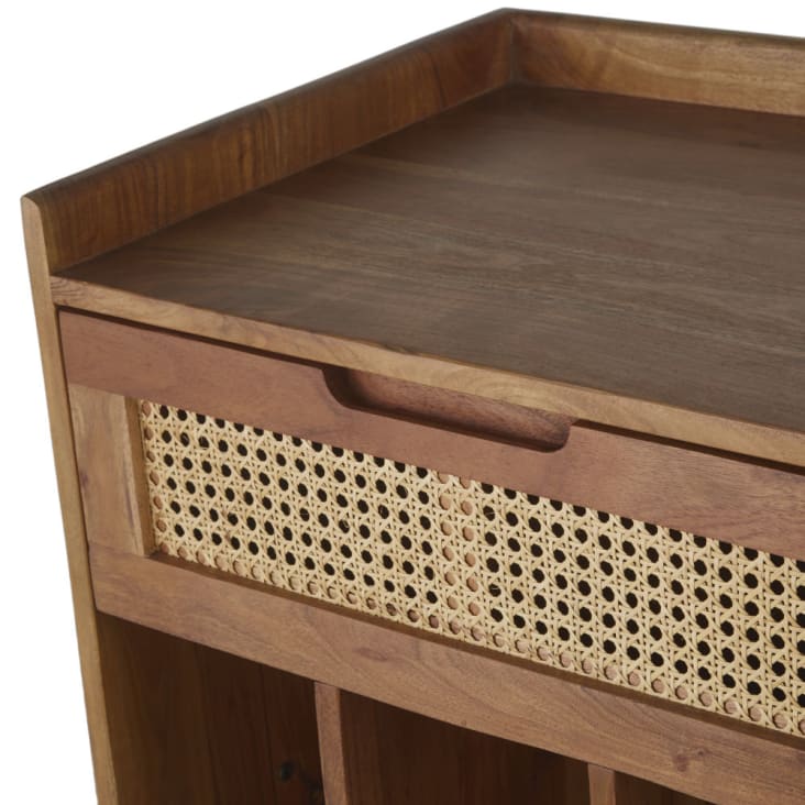 Maisons du Monde Santa Fe - Aparador para vinilos con 1 puerta y 1 cajón de rejilla de mimbre Envío gratis
