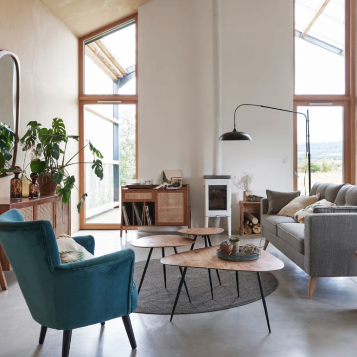 Maisons du Monde Santa Fe - Aparador para vinilos con 1 puerta y 1 cajón de rejilla de mimbre Envío gratis