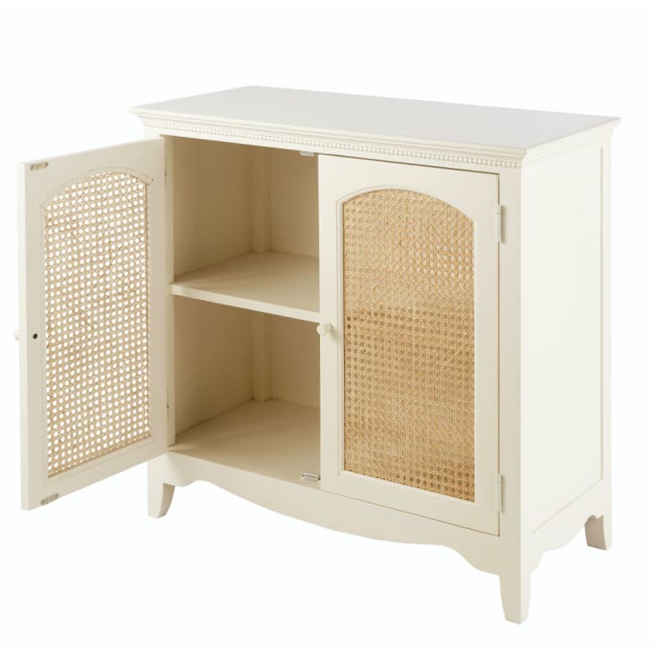 Maisons du Monde Debbie - Aparador bajo de 2 puertas en caña de color blanco roto Últimos 3 días
