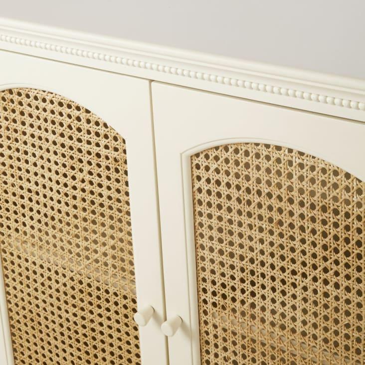 Maisons du Monde Debbie - Aparador bajo de 2 puertas en caña de color blanco roto Últimos 3 días