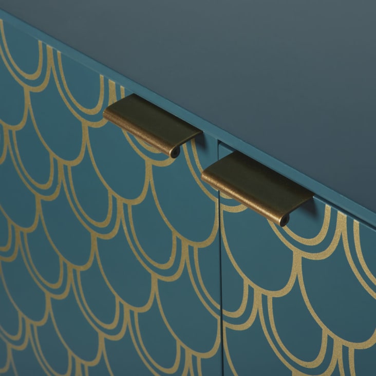 Maisons du Monde Barracuda - Aparador con 2 puertas azul turquesa con motivos gráficos dorados COMPRAR AHORA