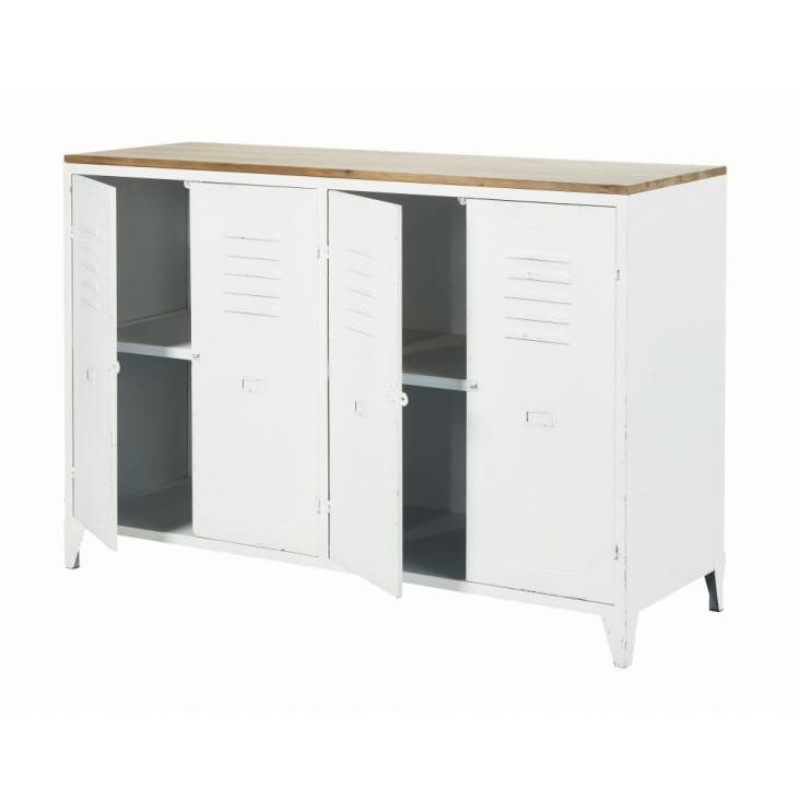 Maisons du Monde Bruce - Aparador con 4 puertas de metal y abeto ÚLTIMAS EDICIONES