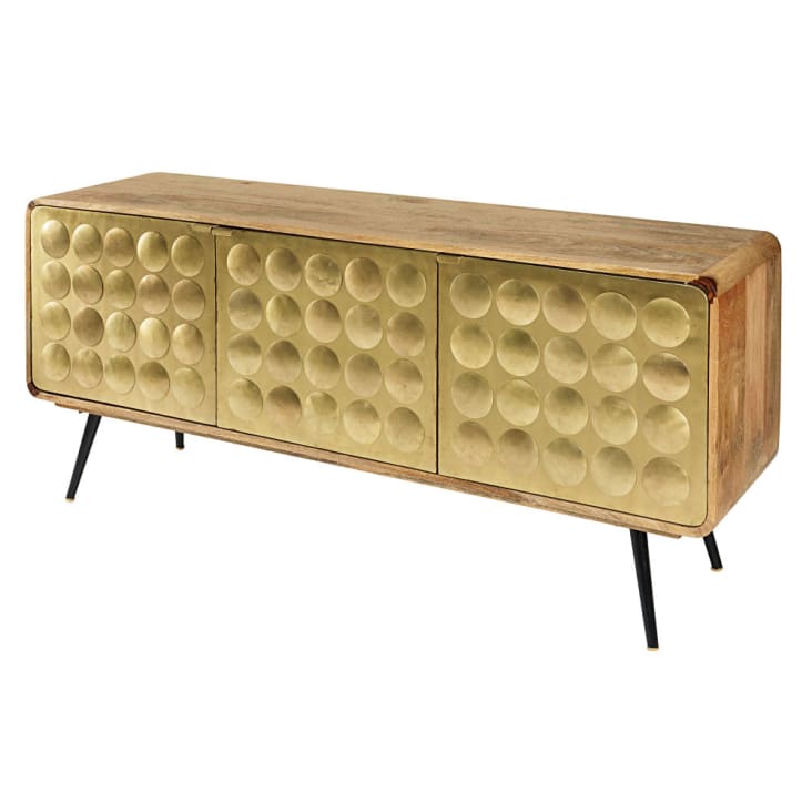 Maisons du Monde Gatsby - Aparador con 3 puertas de mango macizo y metal con efecto dorado Último día