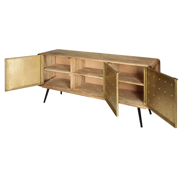 Maisons du Monde Gatsby - Aparador con 3 puertas de mango macizo y metal con efecto dorado Último día