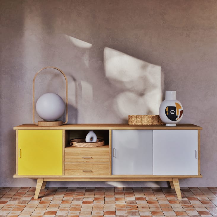 Maisons du Monde Paulette - Aparador alargado vintage con 3 puertas y 2 cajones Promoción trimestral