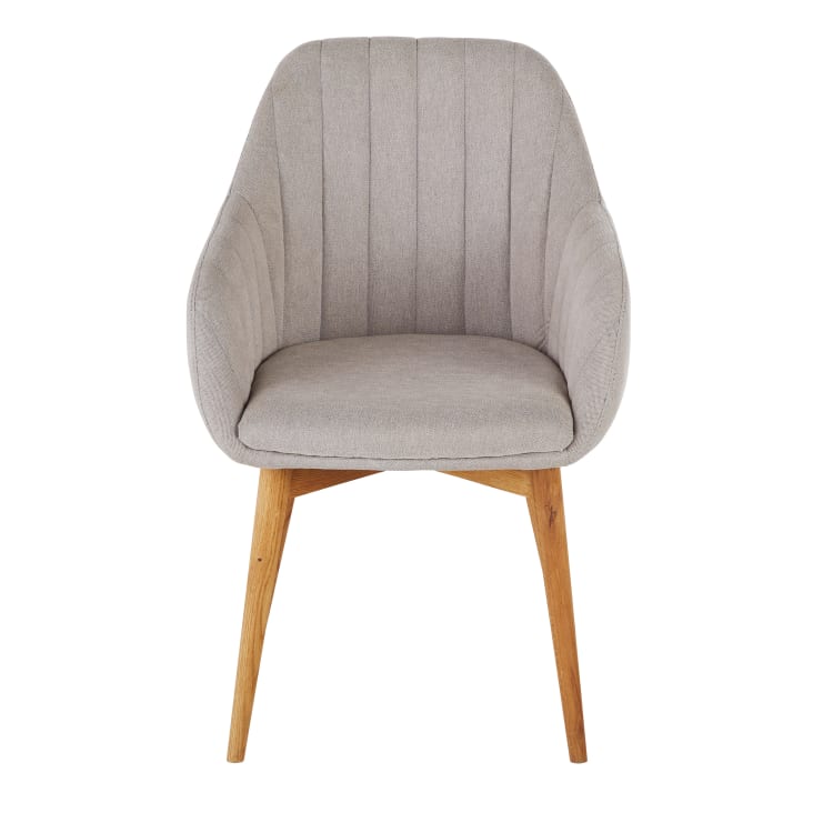 Maisons du Monde Archie - Silla de comedor gris claro con patas de madera de roble Solo queda un día