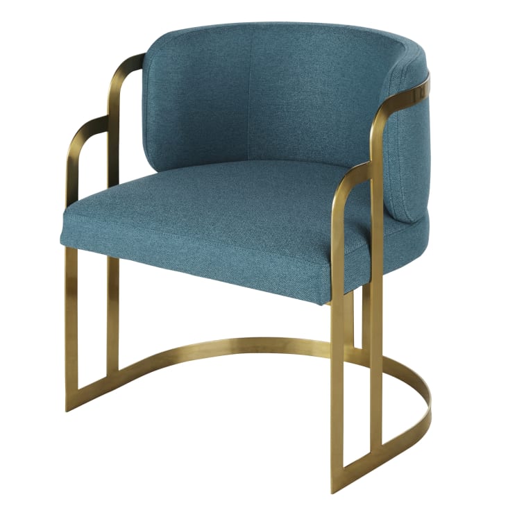 Maisons du Monde Bling Business - Silla de comedor profesional azul verdoso y dorado