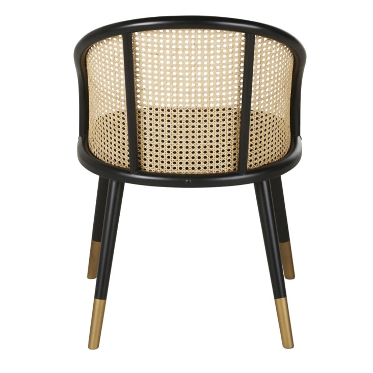 Maisons du Monde Sockette - Silla con reposabrazos de terciopelo negro y rejilla de mimbre Envío internacional gratuito