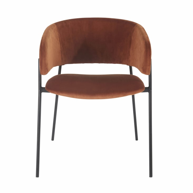 Maisons du Monde Hug - Silla de terciopelo naranja tostado con reposabrazos Limitado a 3 días