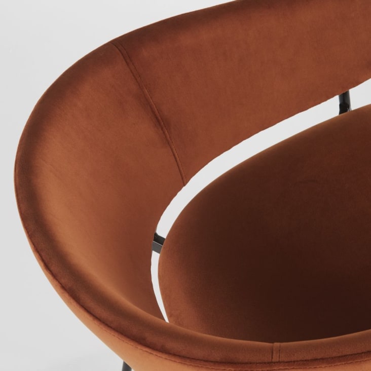 Maisons du Monde Hug - Silla de terciopelo naranja tostado con reposabrazos Limitado a 3 días