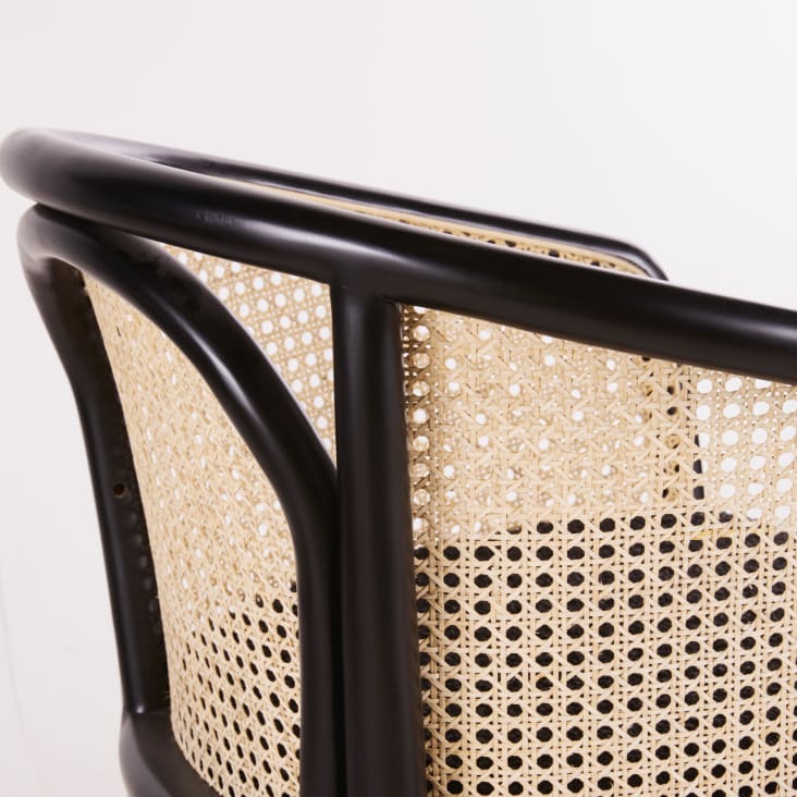 Maisons du Monde Bree - Silla de comedor de rejilla de ratán y tela color negro Libre de impuestos