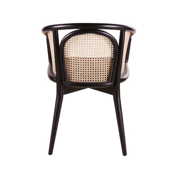Maisons du Monde Bree - Silla de comedor de rejilla de ratán y tela color negro Libre de impuestos