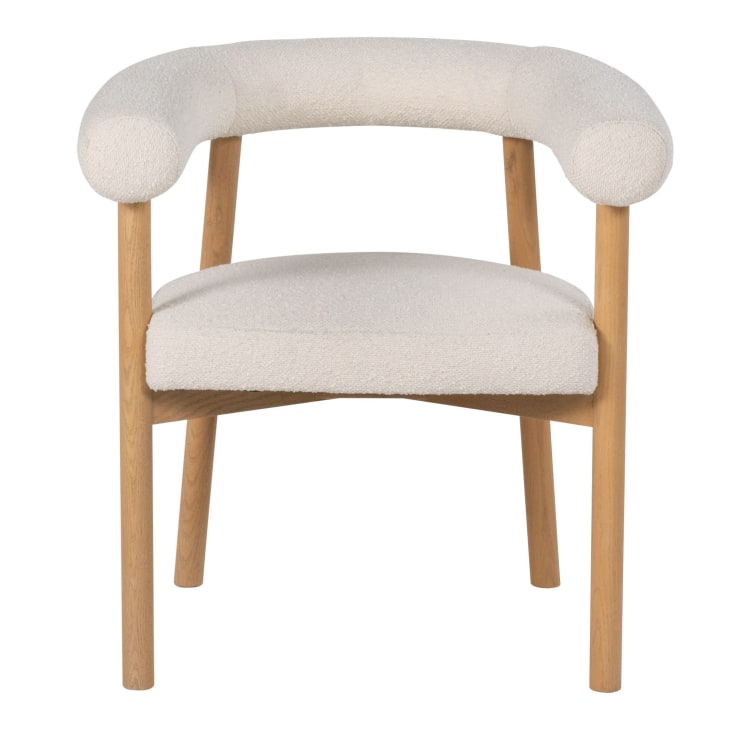 Maisons du Monde Rafael - Silla de comedor de fresno y tela color crudo efecto lana rizada Descuentos del mes