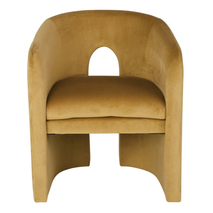 Maisons du Monde Chess - Silla de comedor de terciopelo ocre Oferta exclusiva