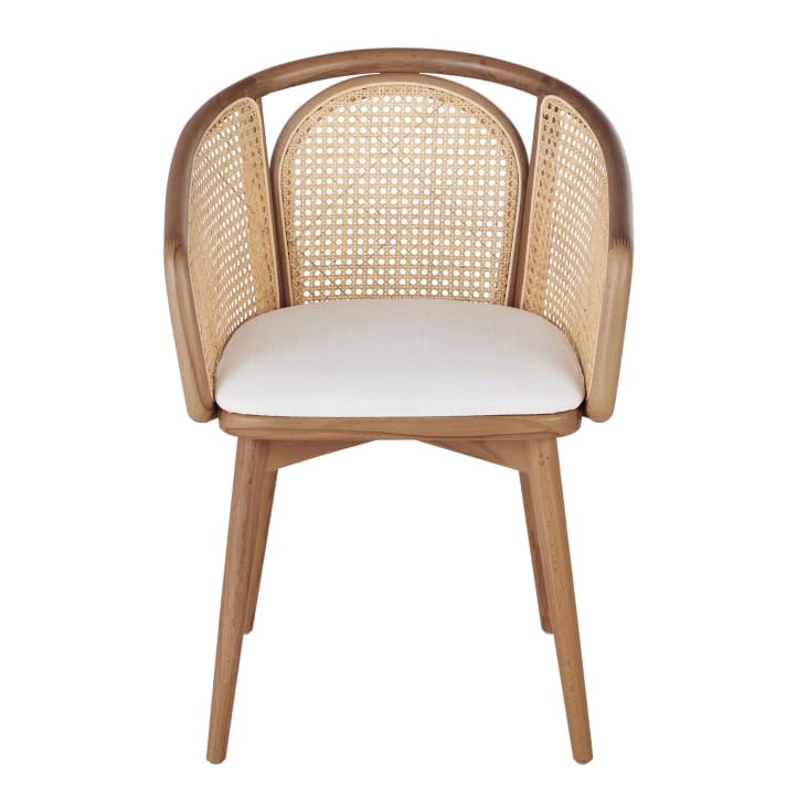 Maisons du Monde Bree - Silla de comedor de rejilla de ratán y tela color crudo Última moda