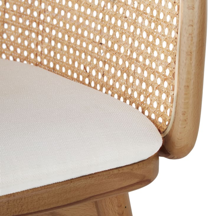 Maisons du Monde Bree - Silla de comedor de rejilla de ratán y tela color crudo Última moda