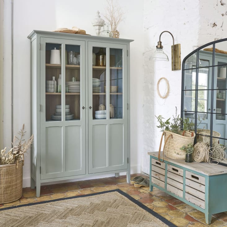 Maisons du Monde Beaumont - Vajillero de 2 puertas de color verde grisáceo Rebajas de fin de temporada