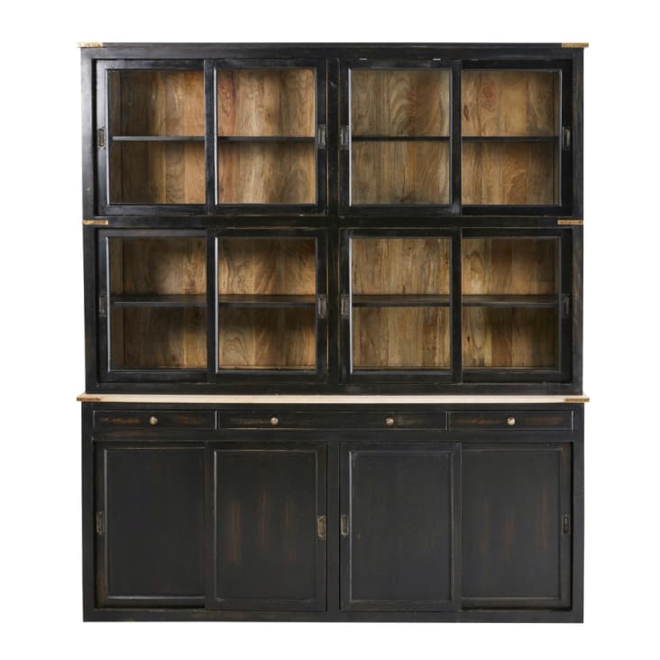 Maisons du Monde Indies - Alacena con 12 puertas y 3 cajones de mango macizo negro