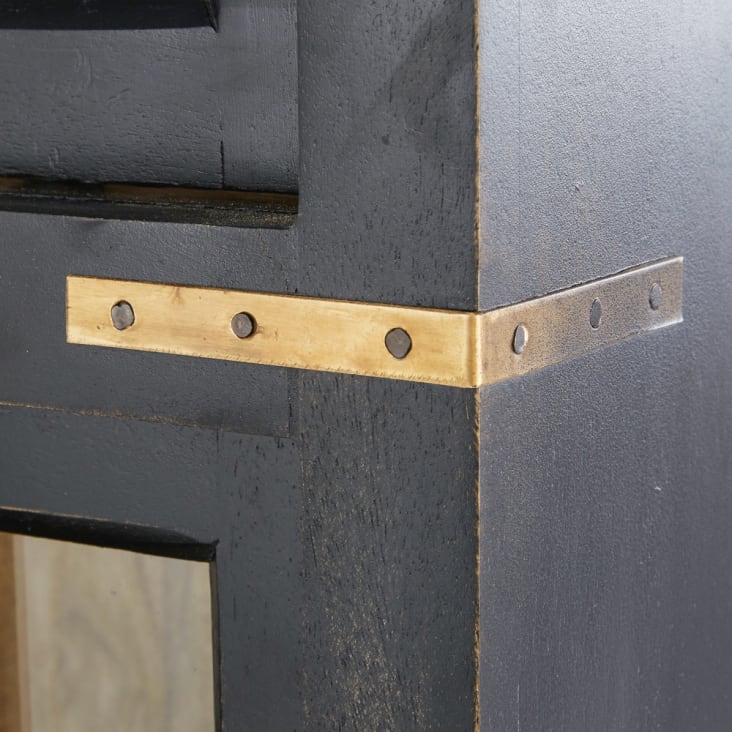 Maisons du Monde Indies - Alacena con 12 puertas y 3 cajones de mango macizo negro Precio ultrabajo
