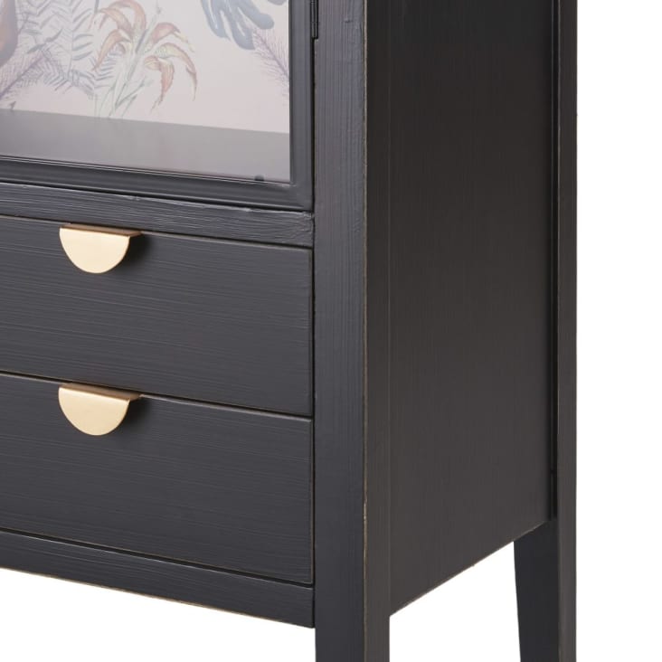 Maisons du Monde Lully - Vitrina de abeto en negro con 2puertas y 2cajones con hojas Rebajas top