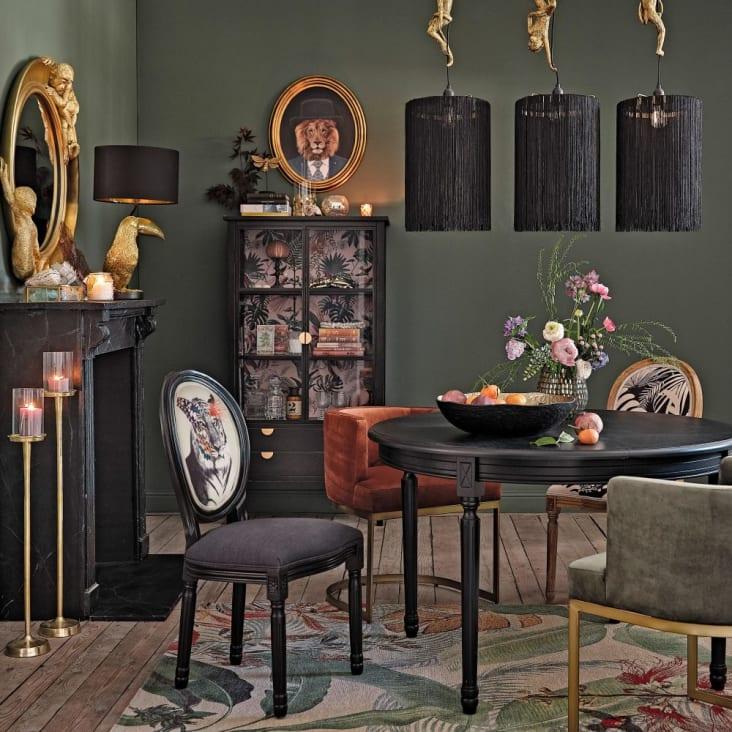 Maisons du Monde Lully - Vitrina de abeto en negro con 2puertas y 2cajones con hojas Rebajas top