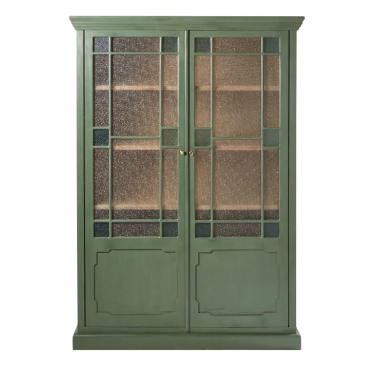 Maisons du Monde Magdalena - Vitrina con 2 puertas de acacia maciza y vidrio granulado