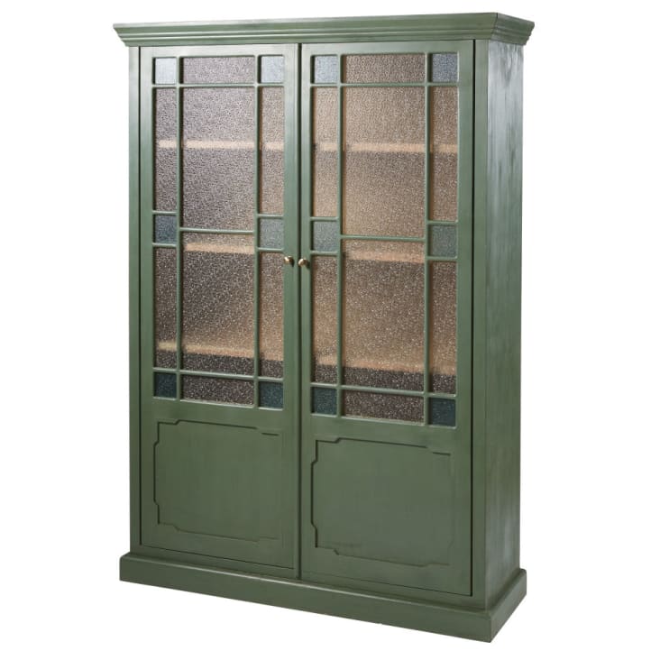 Maisons du Monde Magdalena - Vitrina con 2 puertas de acacia maciza y vidrio granulado Oferta especial
