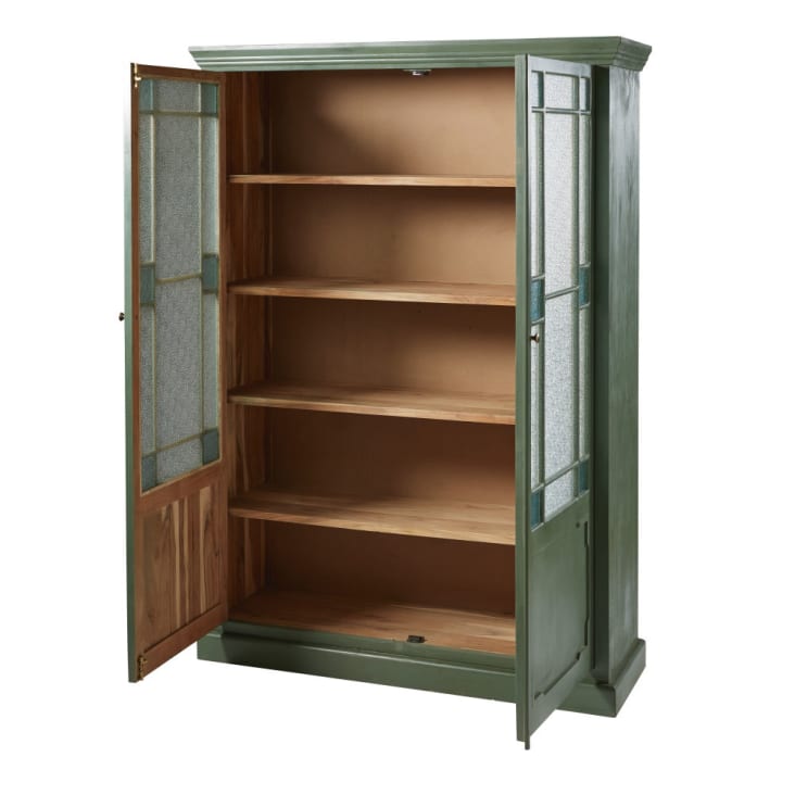 Maisons du Monde Magdalena - Vitrina con 2 puertas de acacia maciza y vidrio granulado Oferta especial