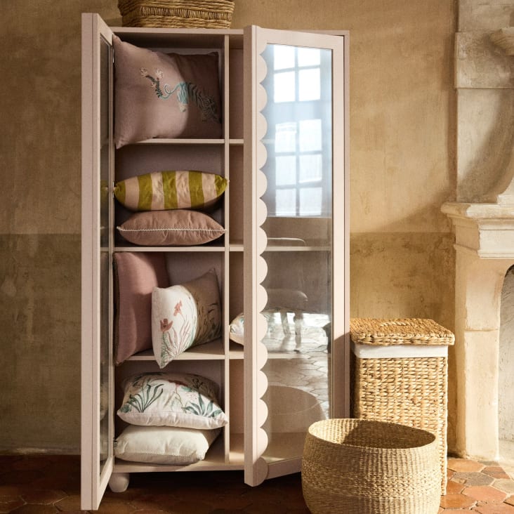 Maisons du Monde Arabelle - Vitrina de 2 puertas y 6 baldas de madera rosa Envío gratis